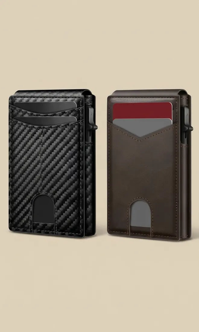Two wallets: Carbon Fiber and Dark Brown
